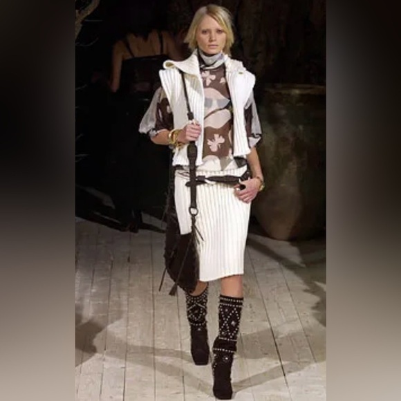 Dolce & Gabbana Vintage Suede Heel Boots Studded Square Toe Runway 2002 Y2K 36.5 - Picture 8 of 16